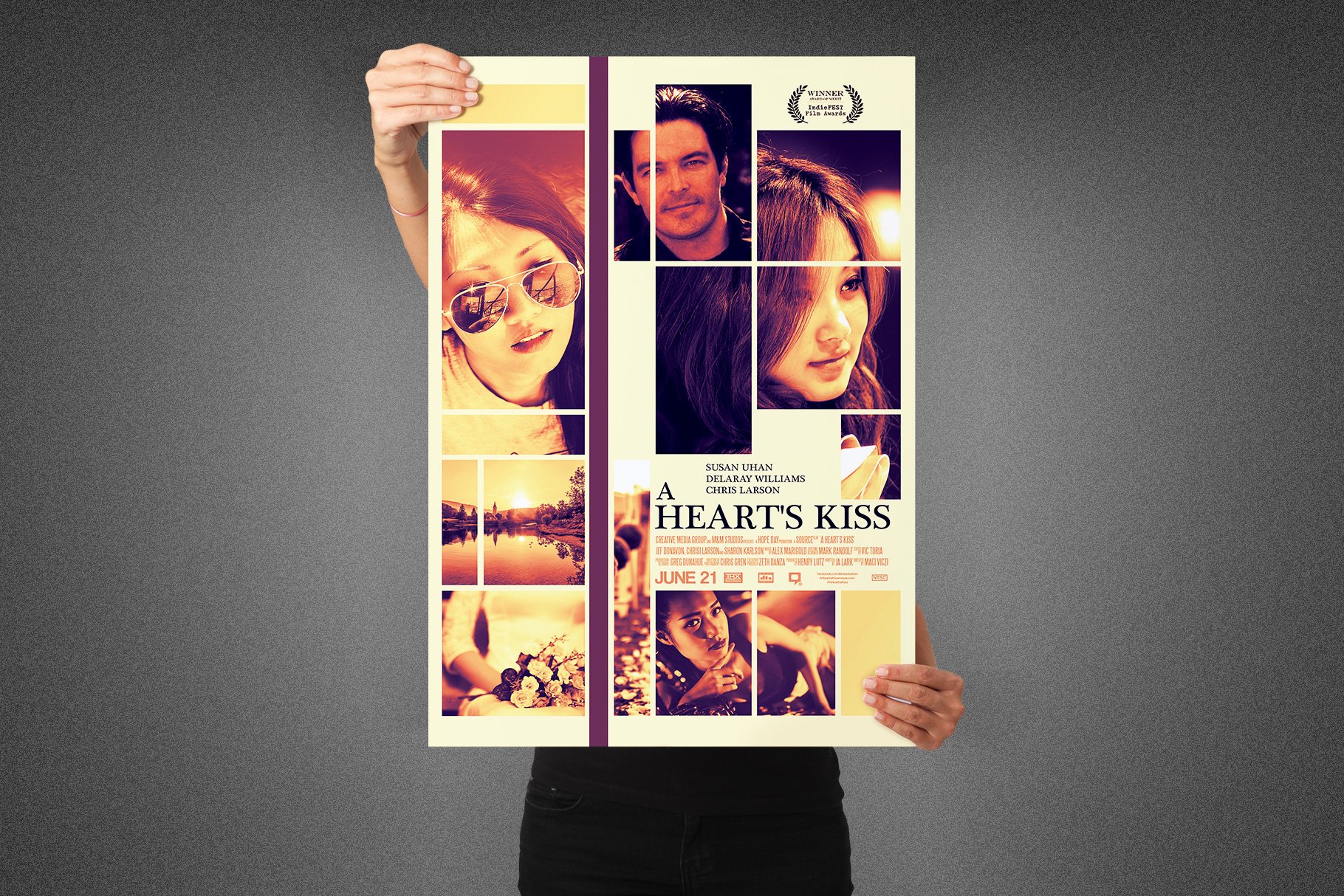 a hearts kiss movie poster template image preview 5 376