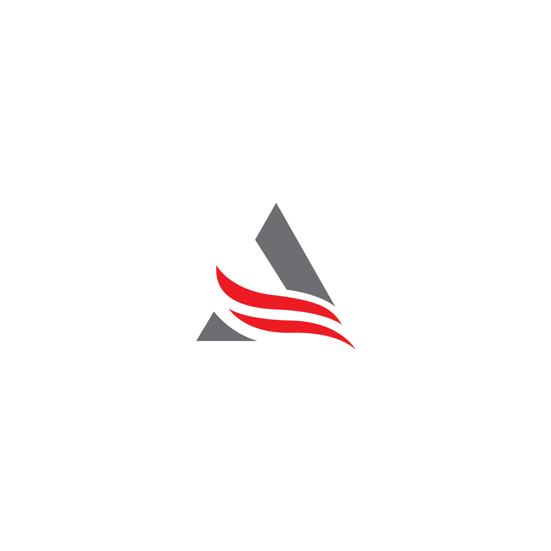 Logo for a company with a red and gray stripe.