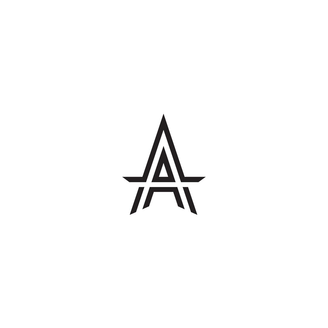 Black and white logo with the letter a.