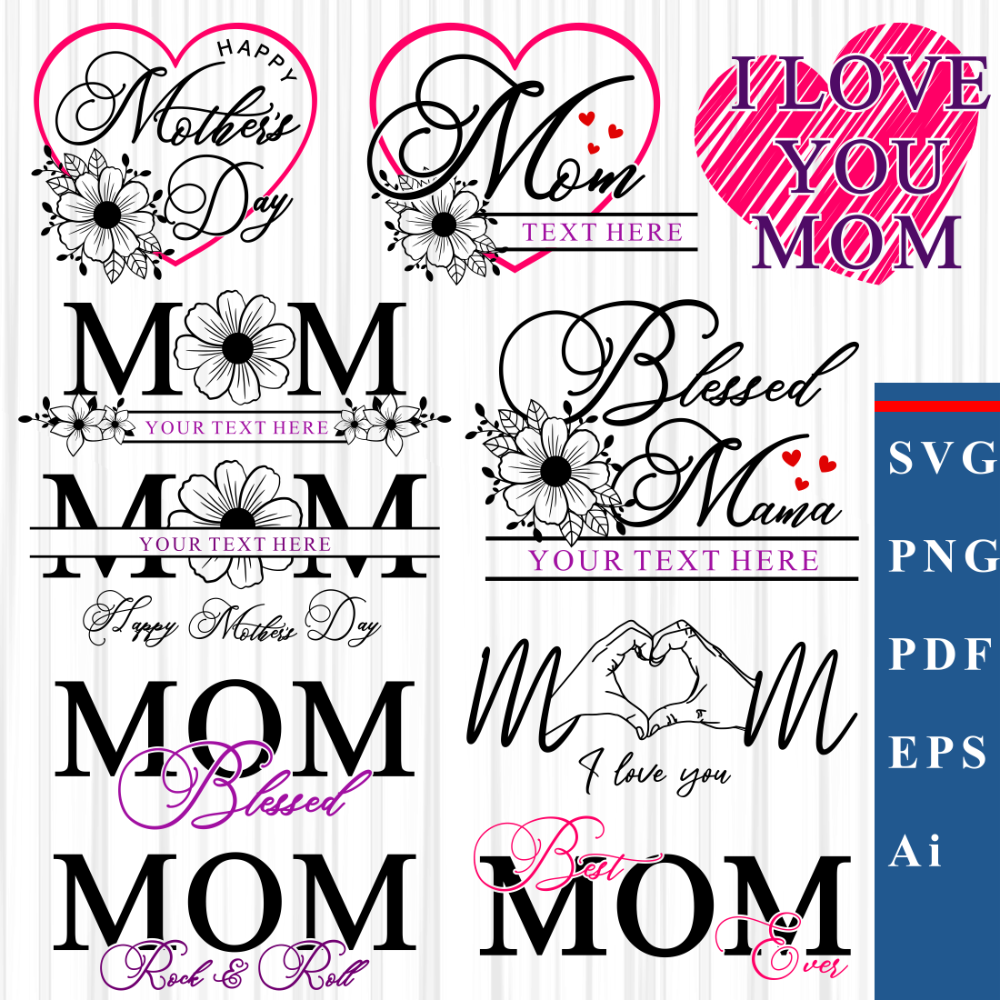 Mothers Day SVG Bundle, Mothers Day Sublimation Bundle, Quotes, Inspirational, Motivational, Mom, Sayings, Mother, Mama, Mum, Mommy, Sign, Signs, Split monogram, split, mom split, SVG File, Mom Bundle, Split Monogram, Love, I Love You, Heart, Flowers SVG, Happy Mother's Day, Keychain SVG Designs, Mug Sublimation Designs, Bundle, Sublimation, SVG Design, Designs preview image.