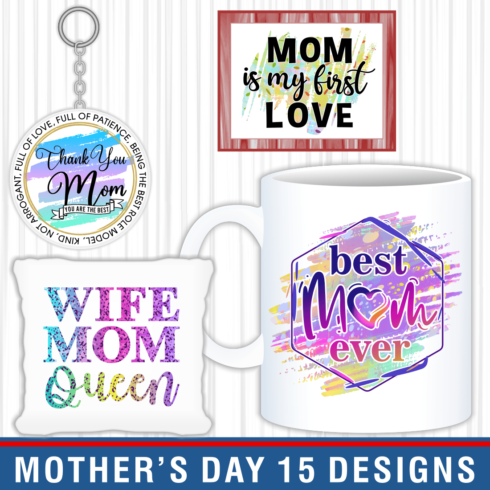 Mothers Day Sublimation Design Bundle, Mug Sublimation Designs, Round Keychain Design, Mom, Mommy, Mama, Mother, Mom life, I love You Mom, Thank You Mom, Mother Day, Mother's Day, Quotes, Quote, Inspirational, Motivational, Motivation, Best Mom Ever, Hustler, Mom Wife Queen , cover image.