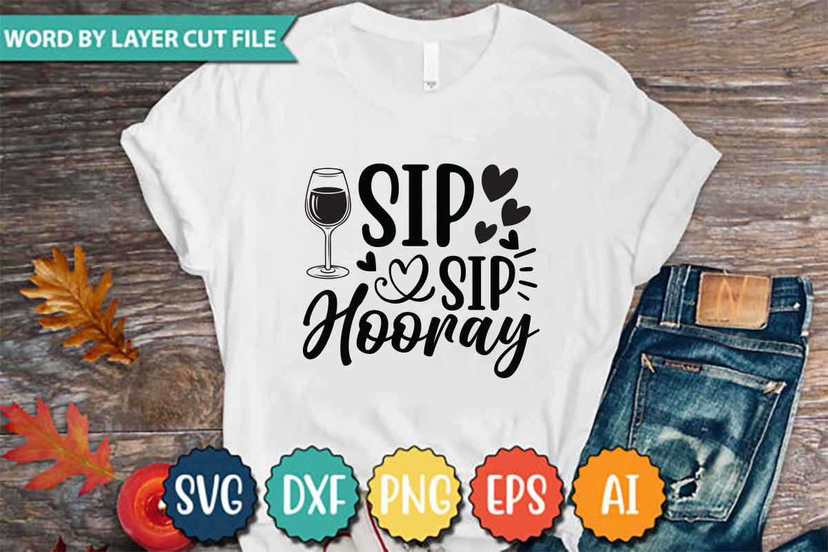 Sip sip hooray svg dxf cut file.