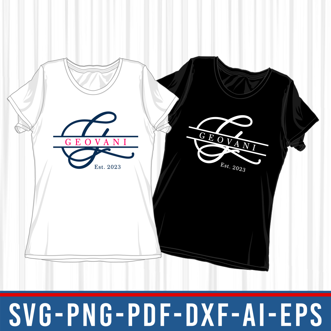 Two ladies's t - shirts with the name of each team.