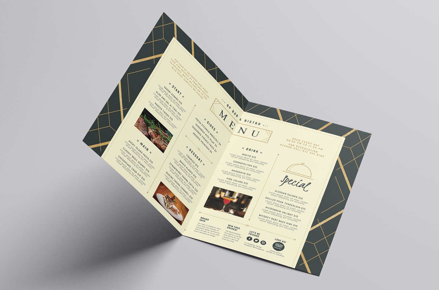 a3 bifold art deco menu template inside 302