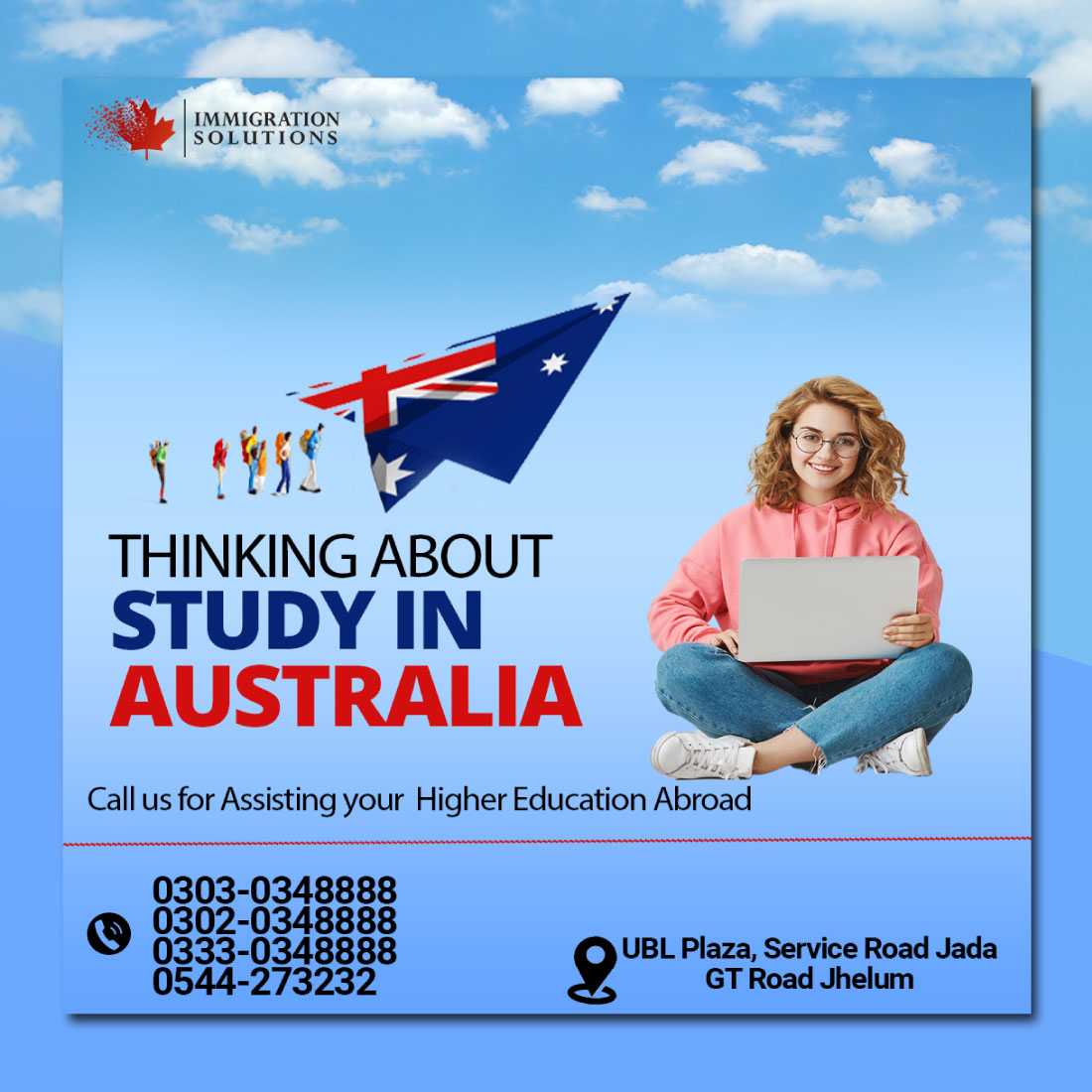 study in Australia| Consultants Post design| Unique ideas| Eyecatching post preview image.