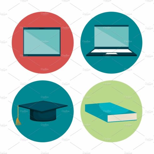 education set flat icons cover image.