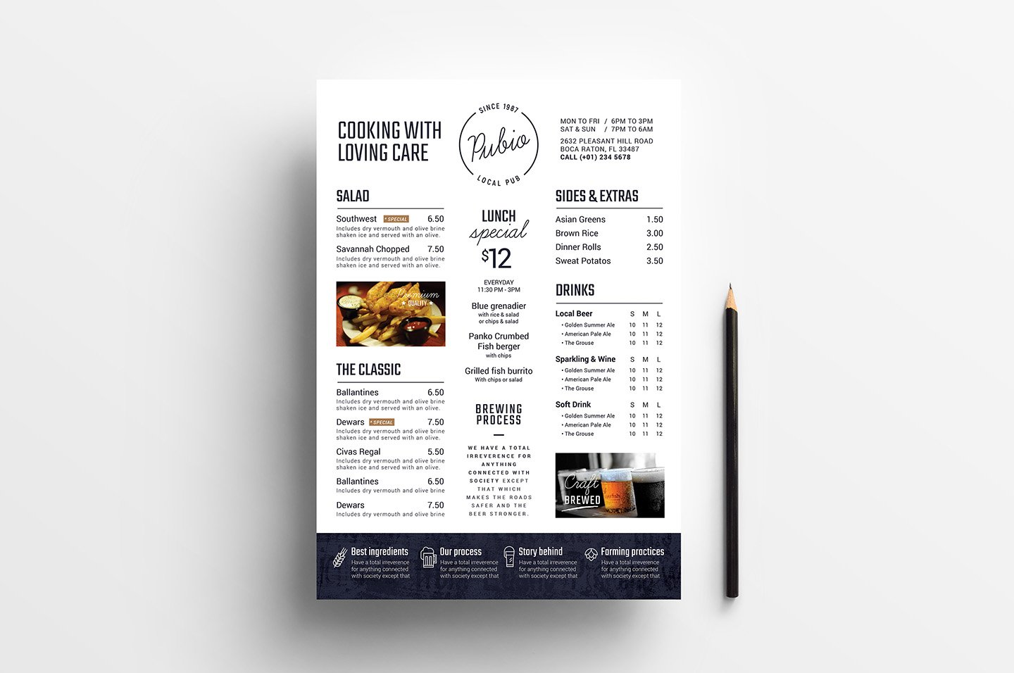 a4 bar menu template front 27