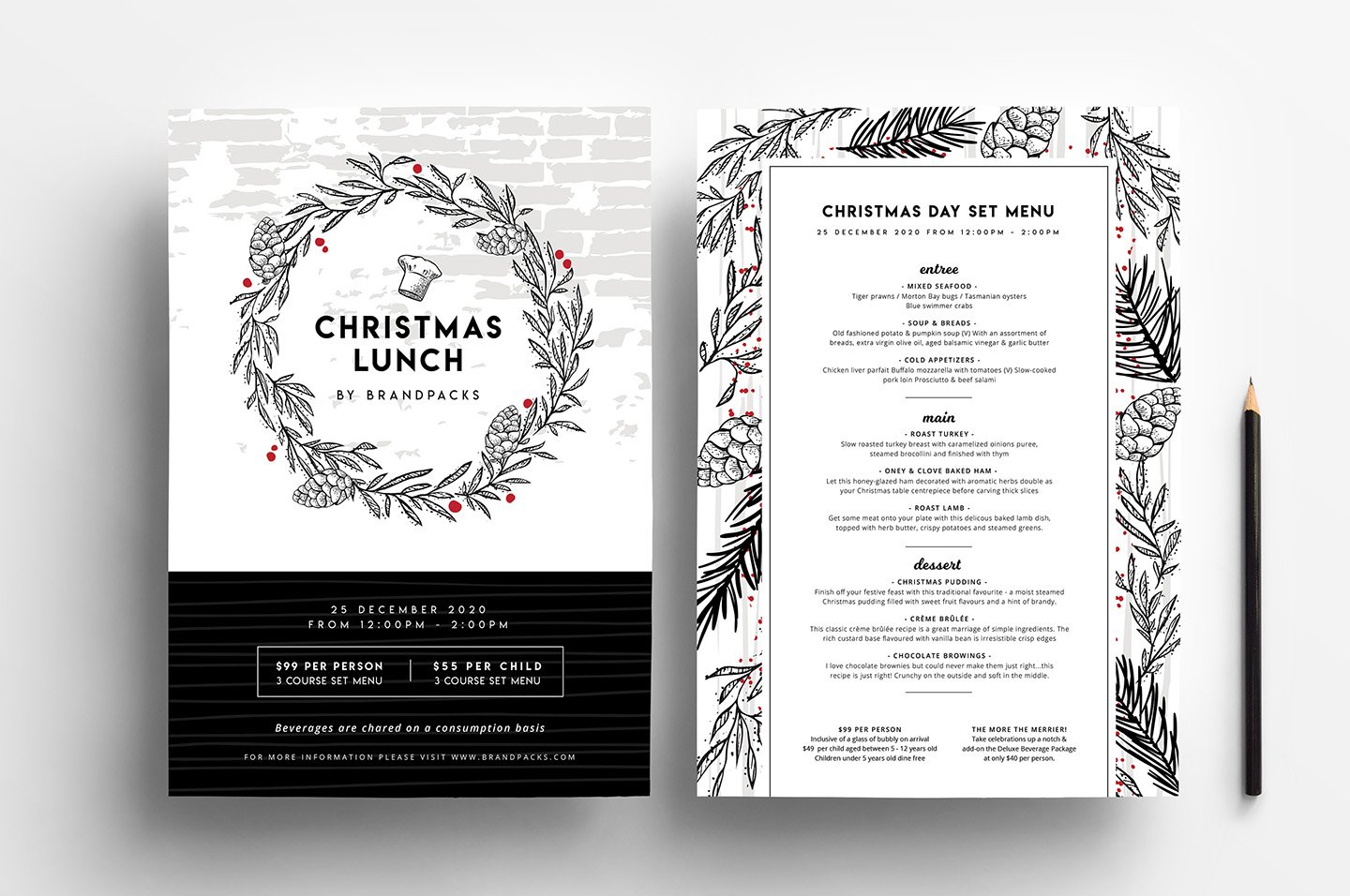 a4 christmas menu templates 370