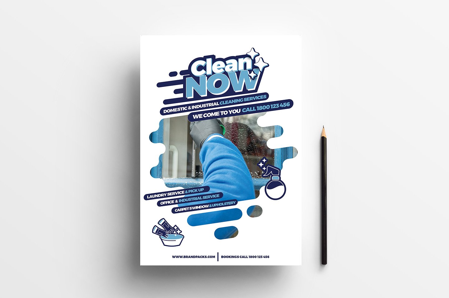 A4 Cleaning Service Poster Template preview image.