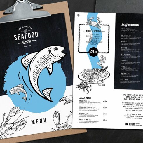 Seafood Menu Templates cover image.