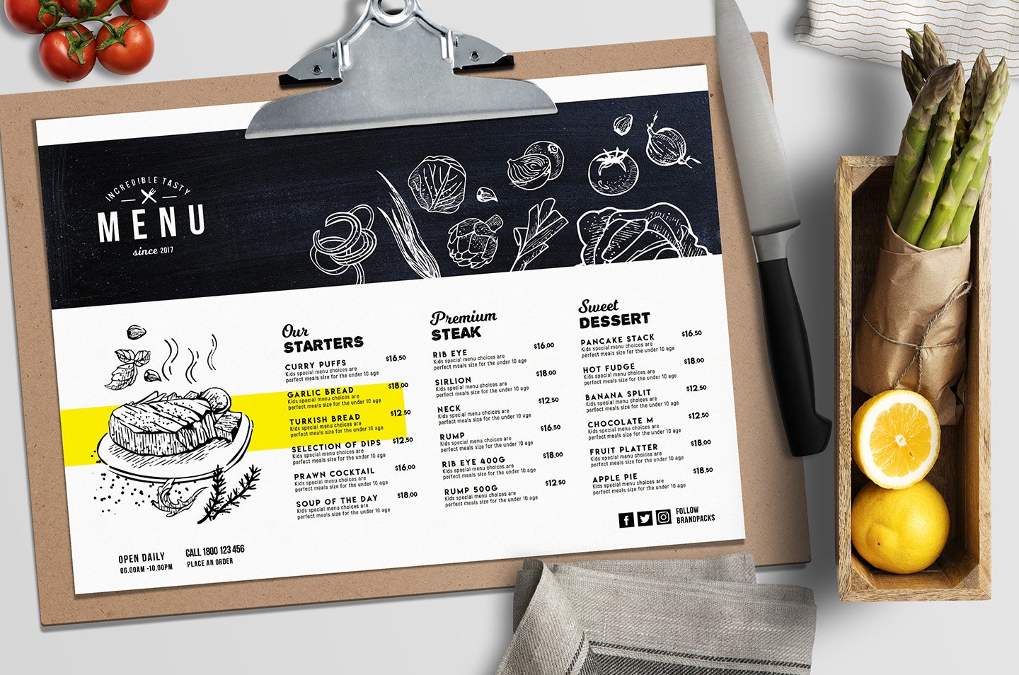 a4 landscape restaurant menu template 342