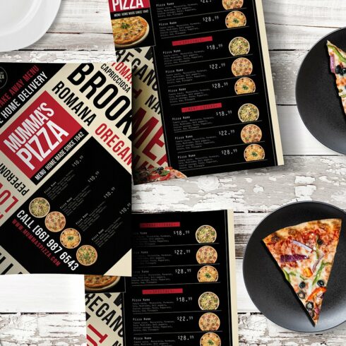 A4 Pizza Menu Template cover image.