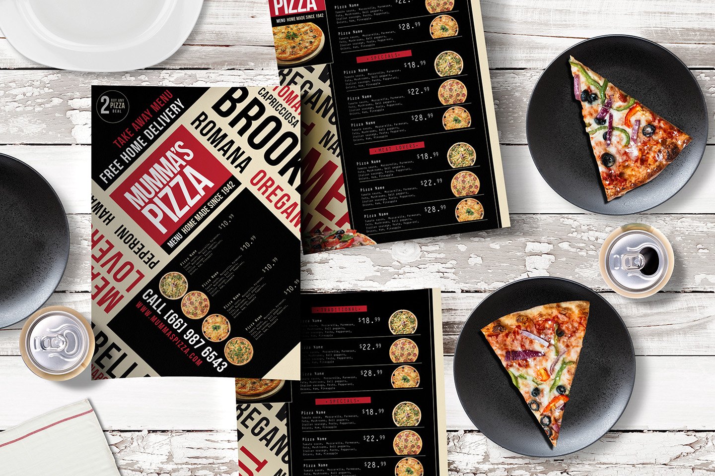 A4 Pizza Menu Template cover image.