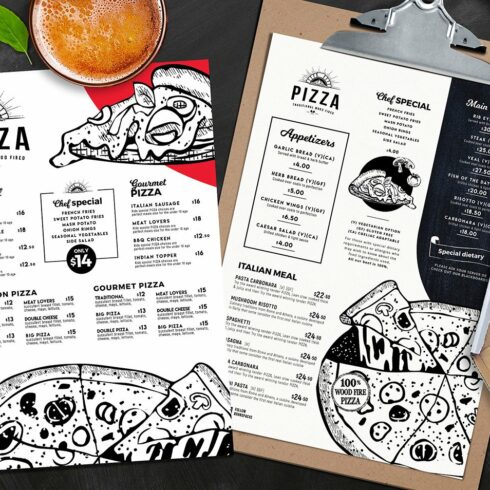 A4 Pizza Menu Templates cover image.