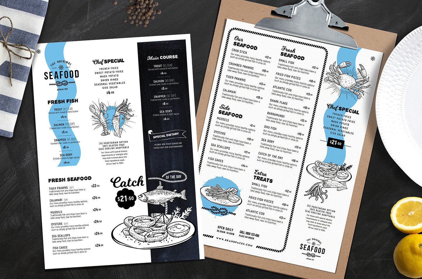 Seafood Menu Templates preview image.