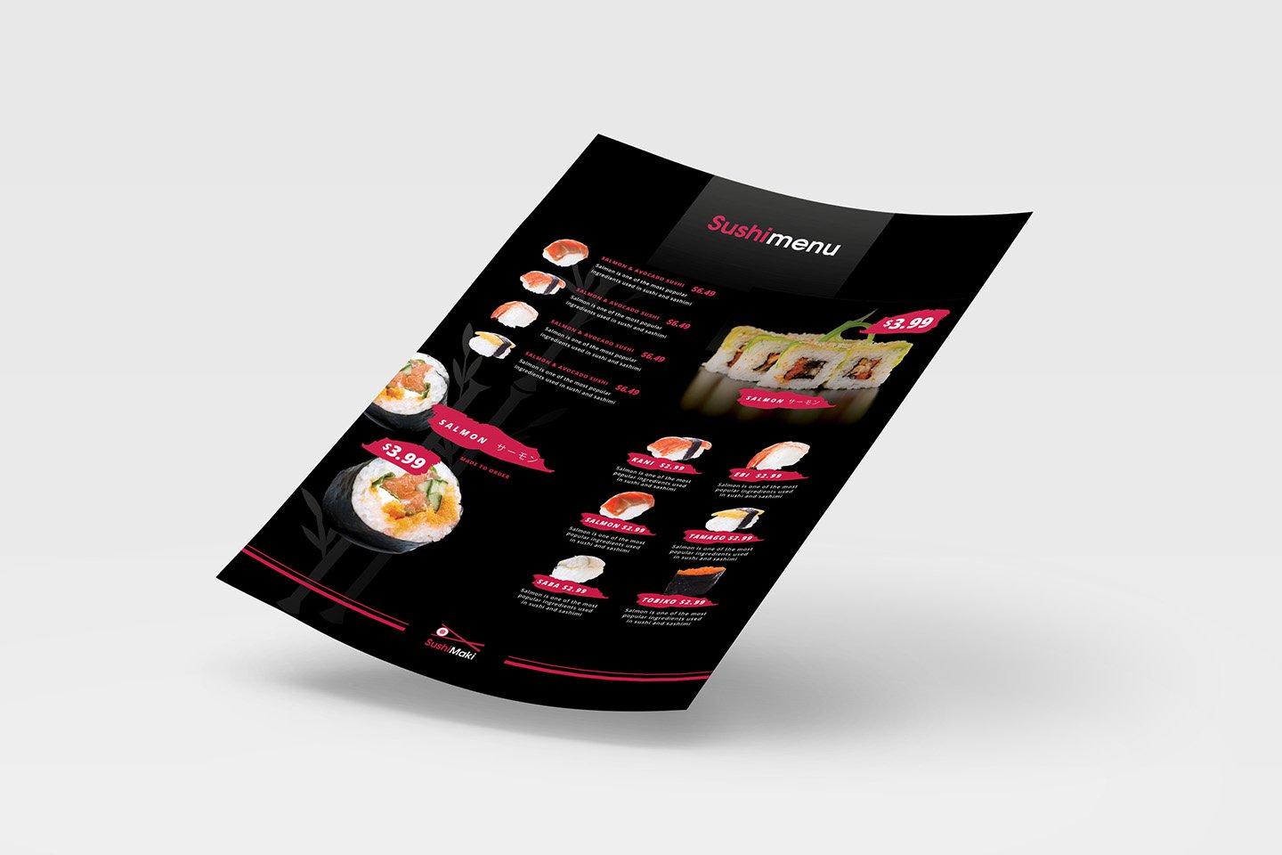 a4 sushi menu template 3 950