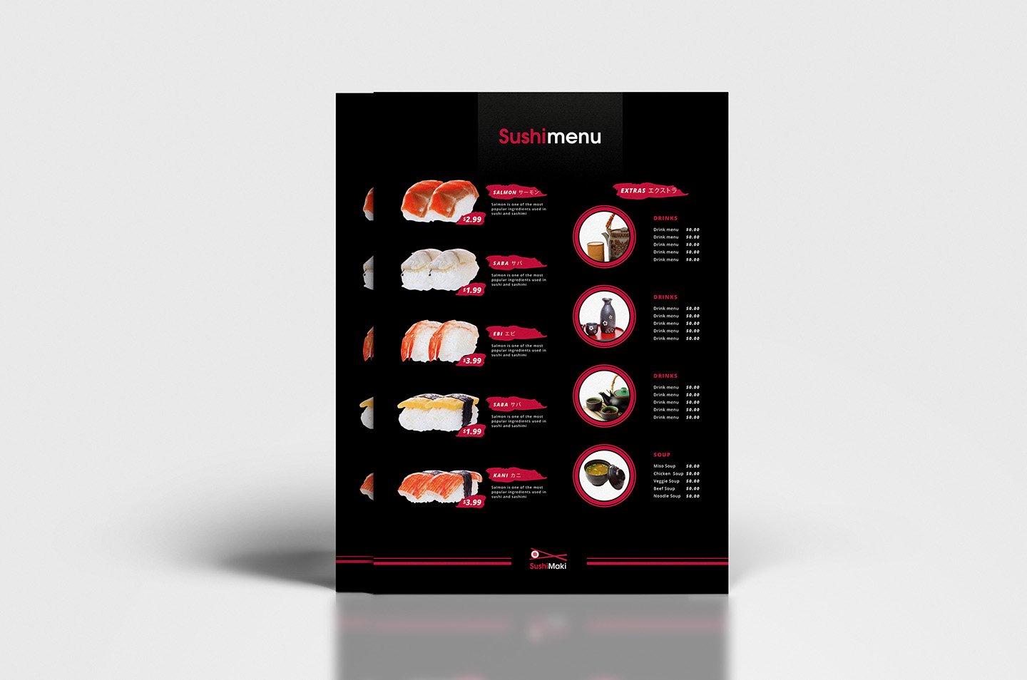 a4 sushi menu template 4 820