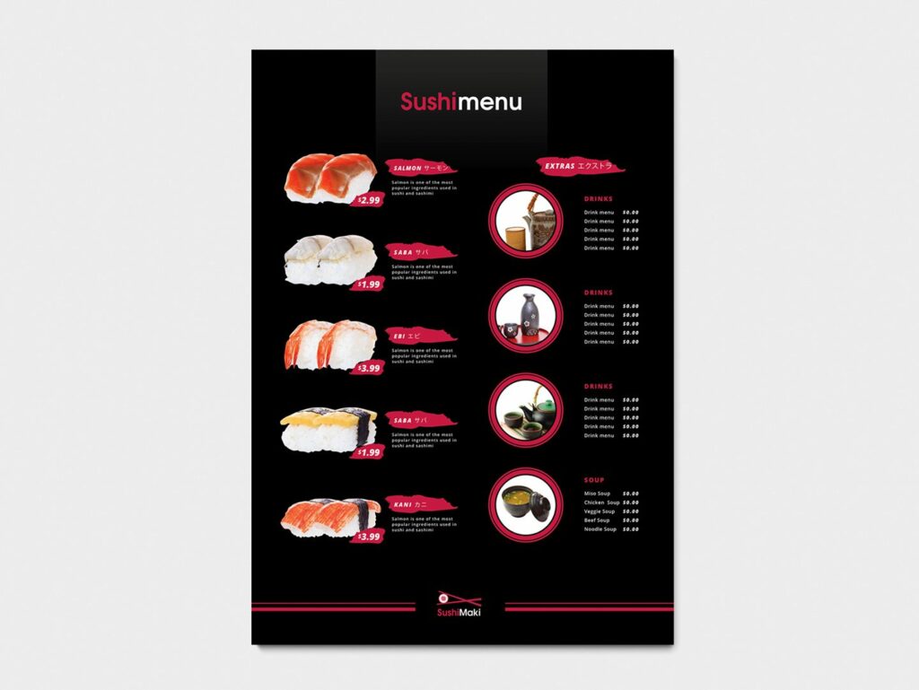 A4 Sushi Menu Template – MasterBundles