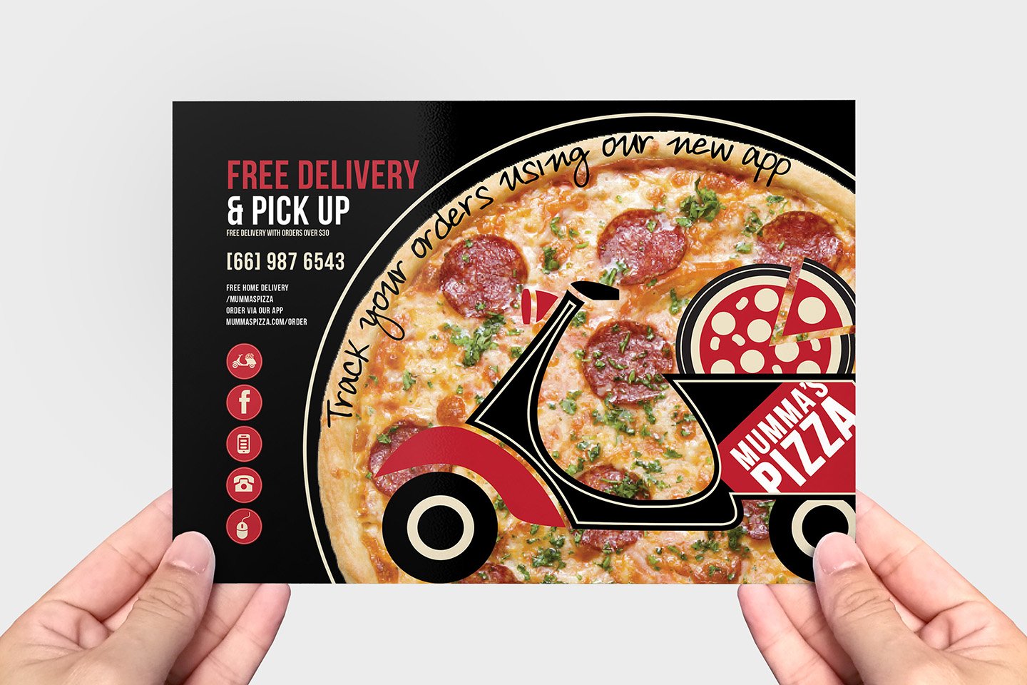 Pizza Menu Flyer Template preview image.