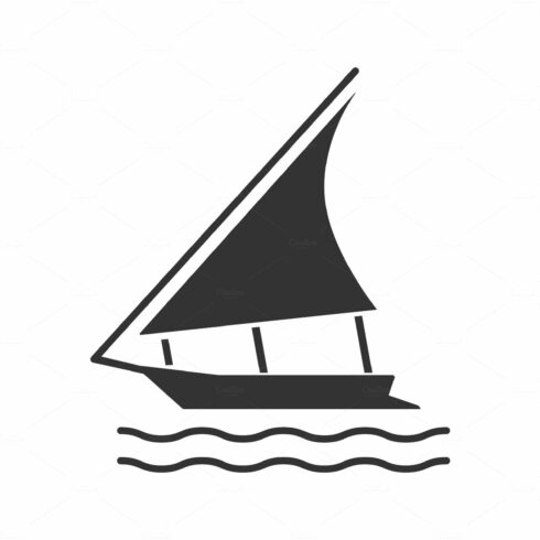Sailing boat glyph icon cover image.