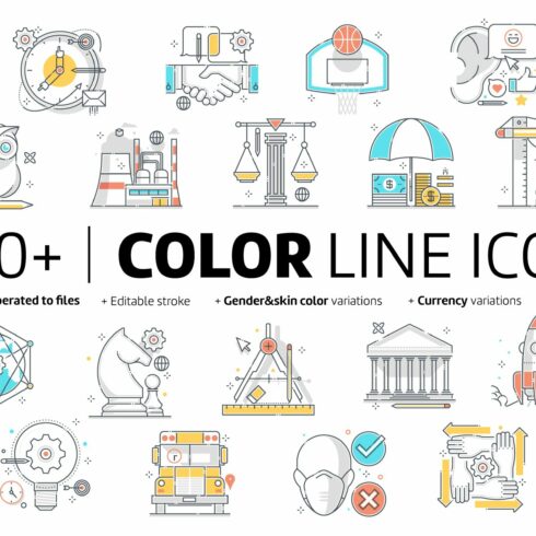 Color line icons cover image.