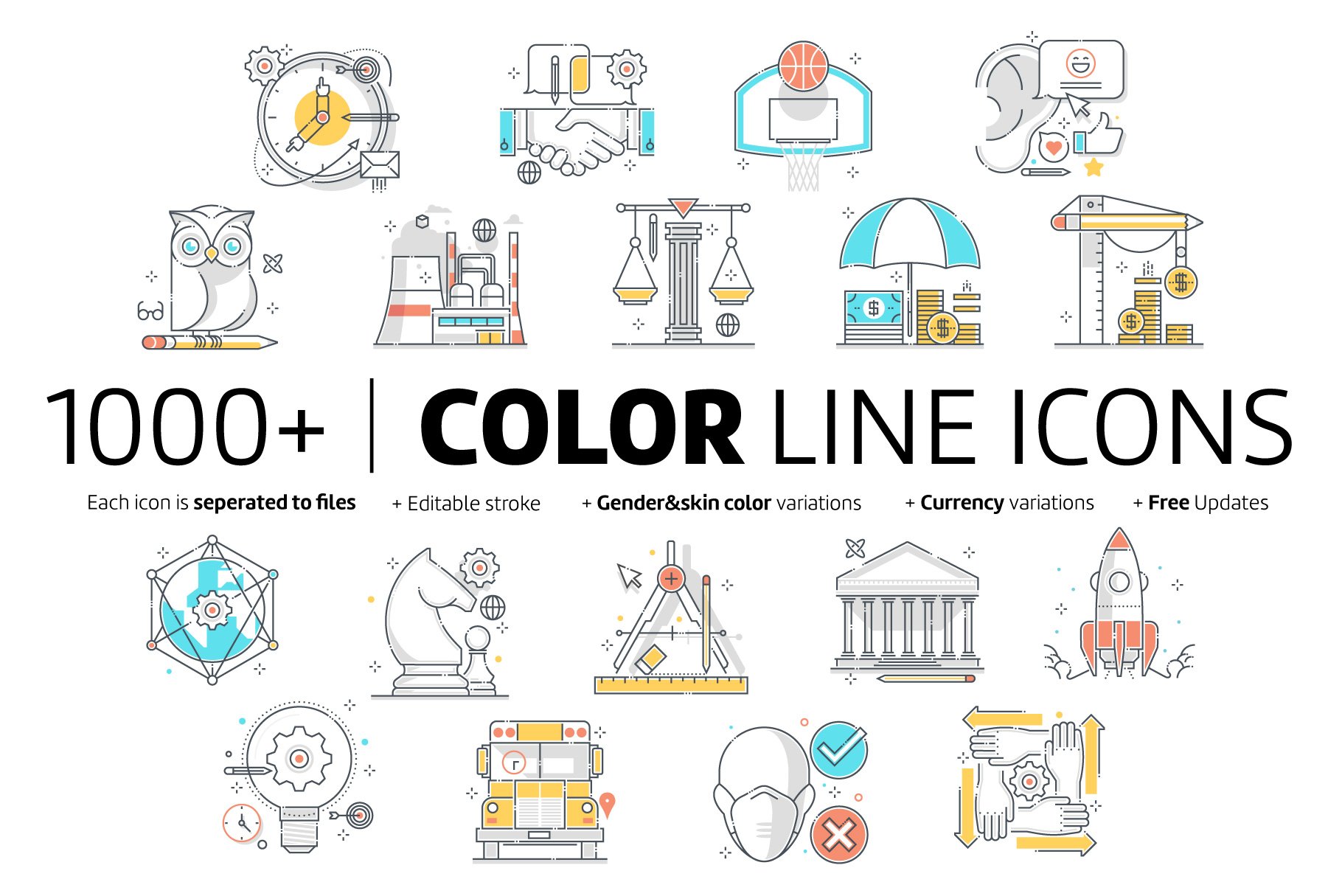 Color line icons cover image.