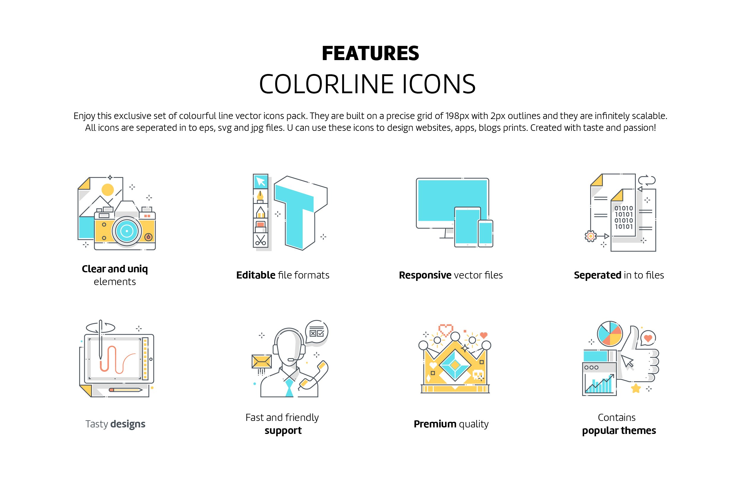 Color line icons preview image.