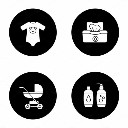 Childcare glyph icons set cover image.