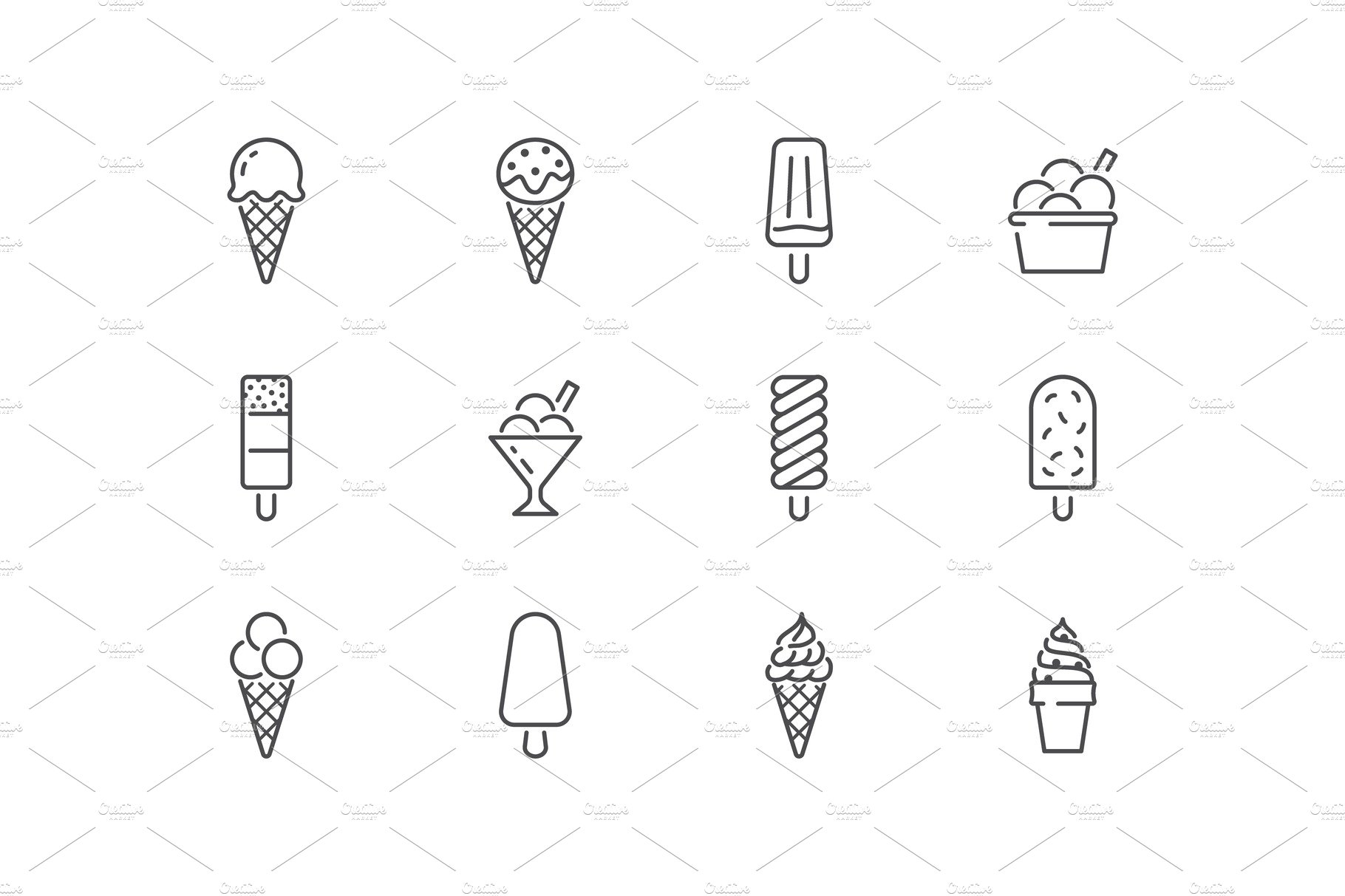 Ice Cream Line Icons preview image.