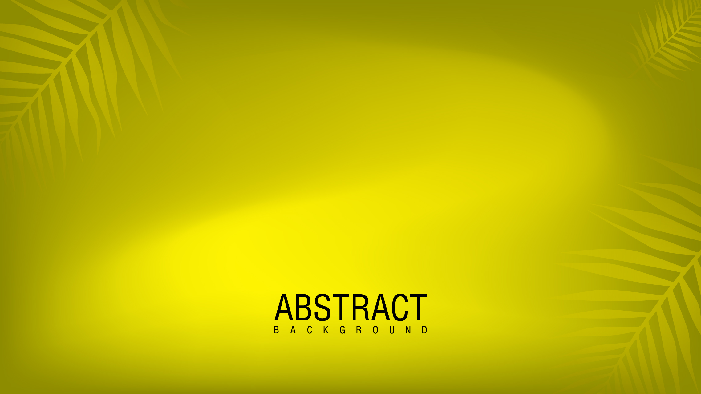 Bright yellow background with palm leaves.
