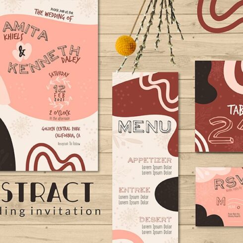 Abstract Wedding Invitation cover image.