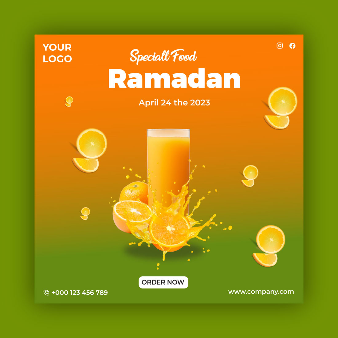 Ramadan Social Food Post Design Template preview image.