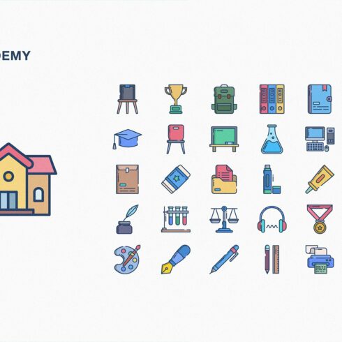 Academy and education icon set cover image.