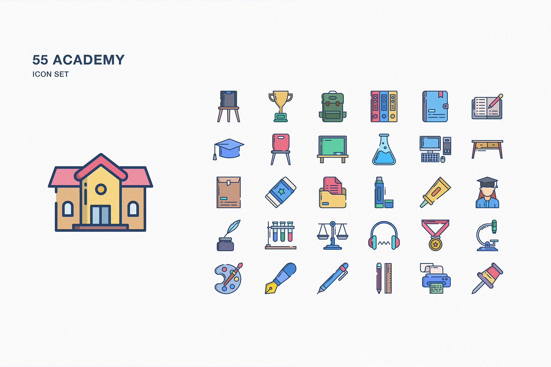 Academy and education icon set cover image.