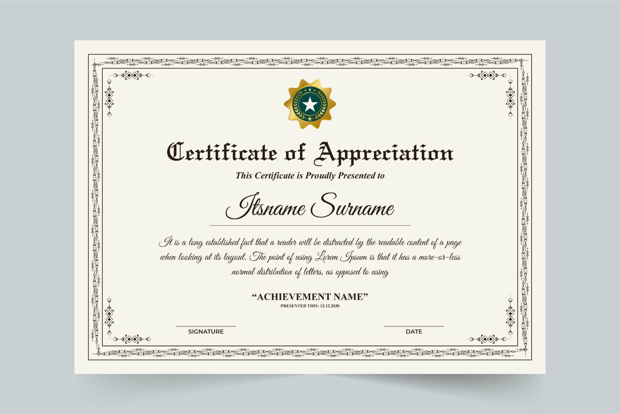 Achievement certificate template – MasterBundles