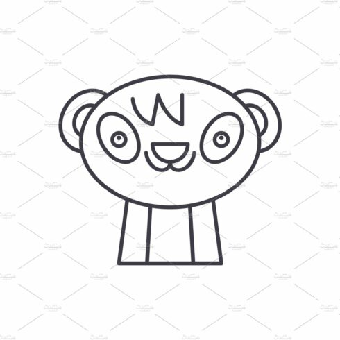 Cute panda line icon concept. Cute cover image.