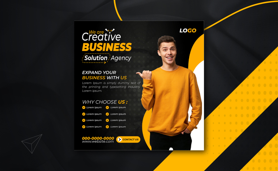 Yellow and black flyer for a business.