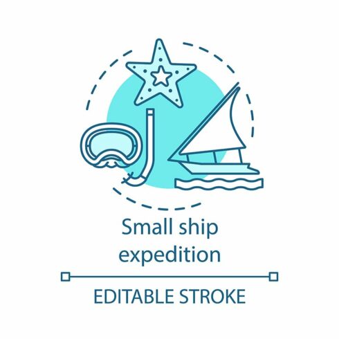Small ship expedition concept icon cover image.