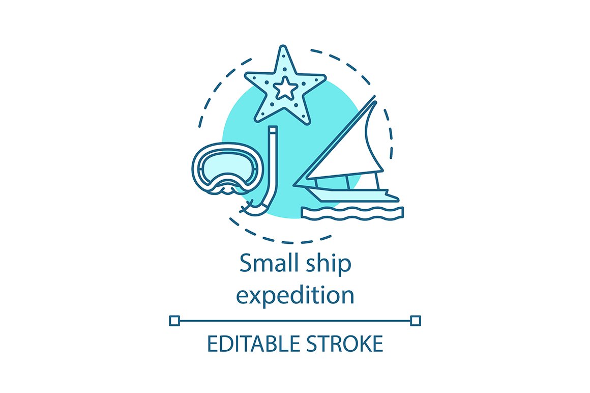 Small ship expedition concept icon cover image.