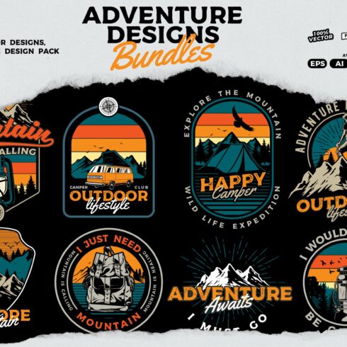 Adventure outdoor designs bundles, cover image.