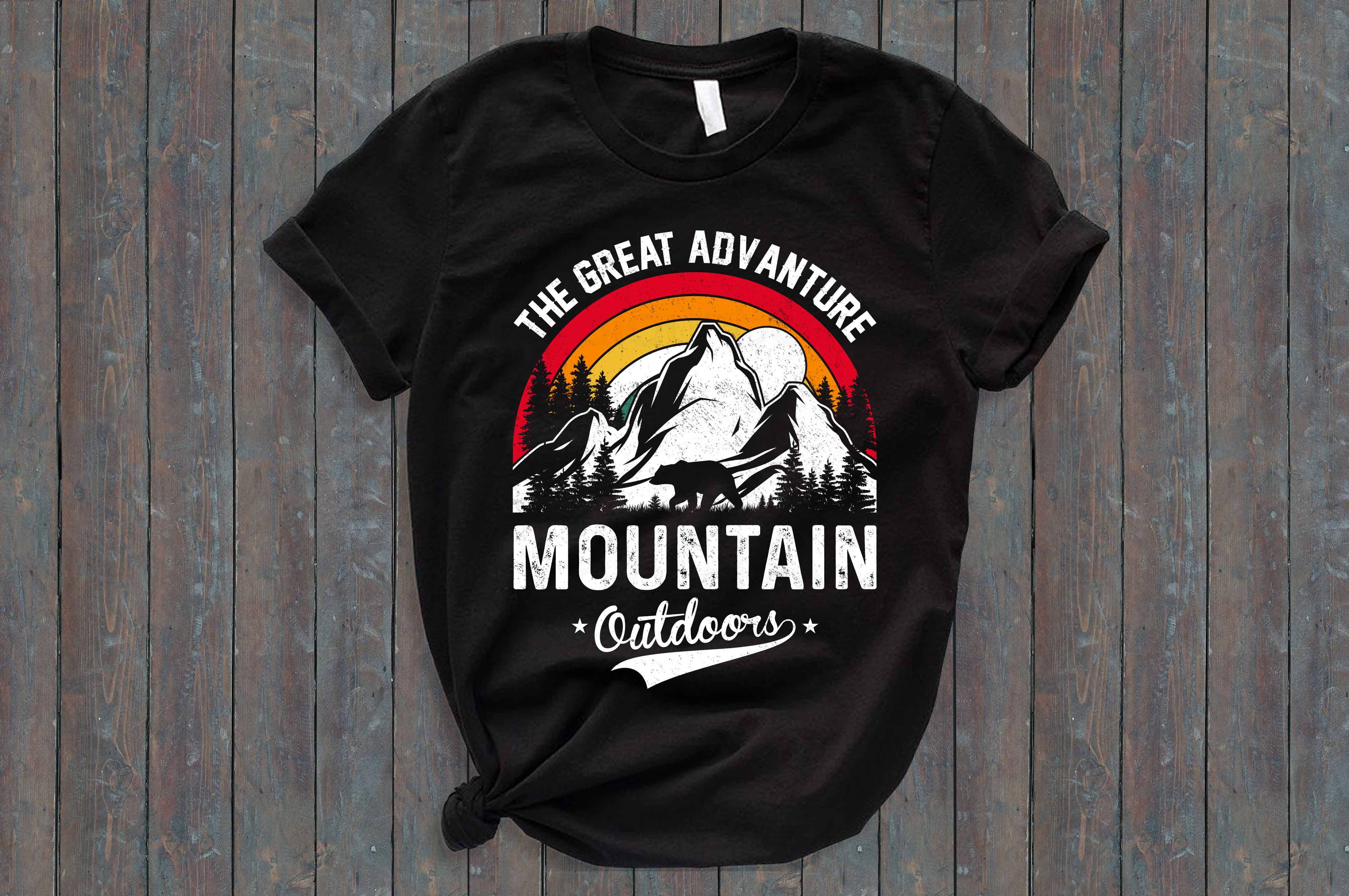 Black t - shirt that says the great adventure mountain climbers.