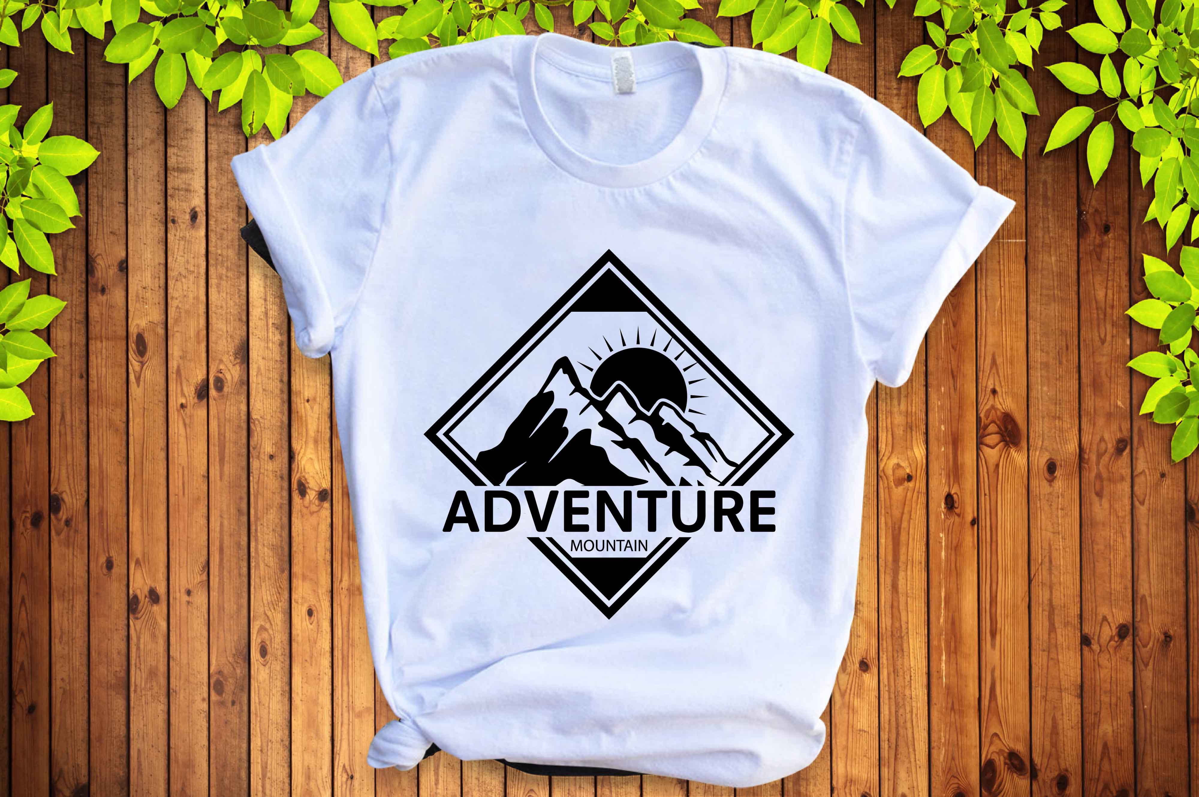 White t - shirt with the words adventure on it.