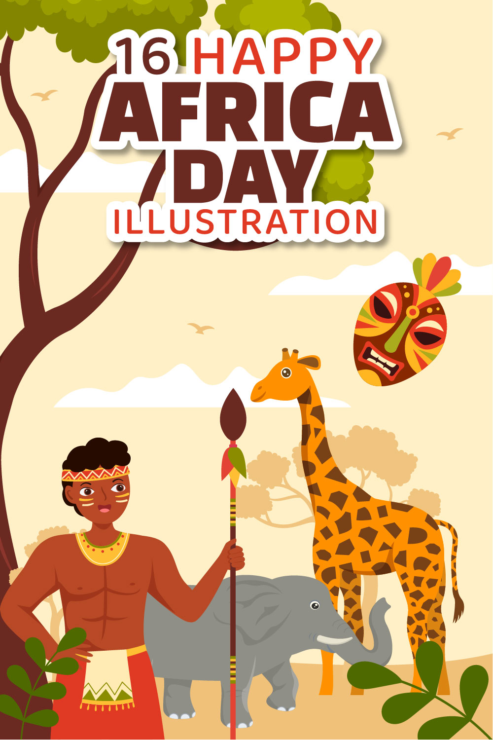 16 Happy Africa Day Illustration pinterest preview image.
