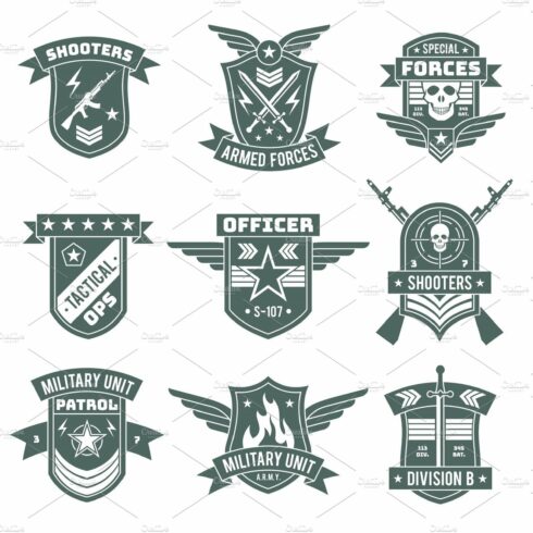 Military badges. Army patches cover image.