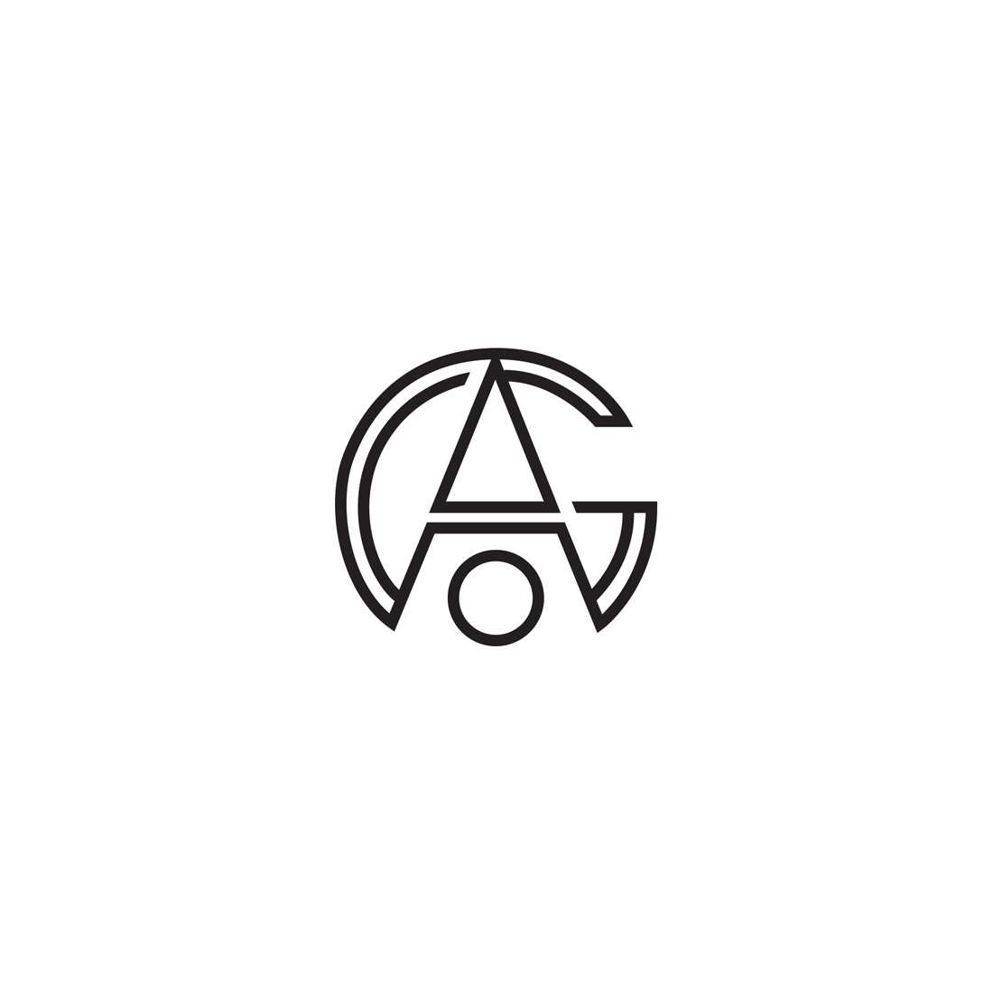 Black and white logo with the letter a.
