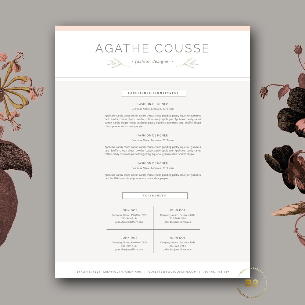 Feminine Resume Template for Word preview image.