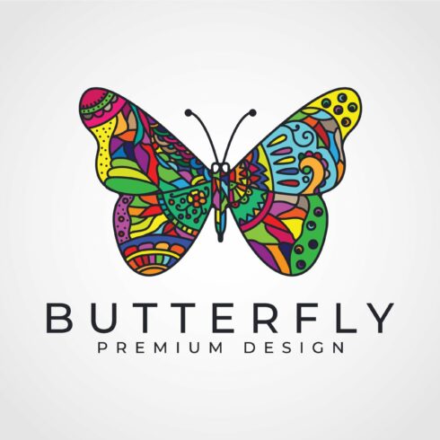 butterfly logo. Multicolored rainbow cover image.