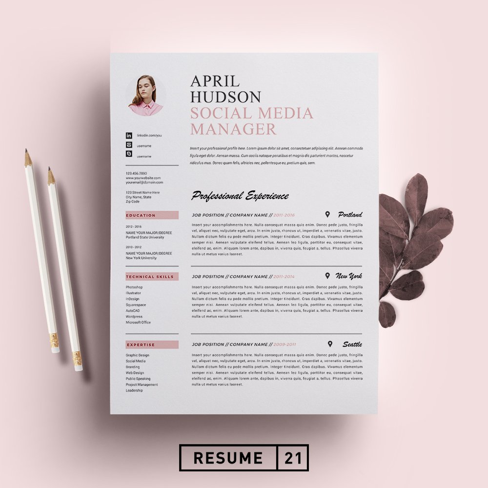 Social Media Resume Template / CV cover image.
