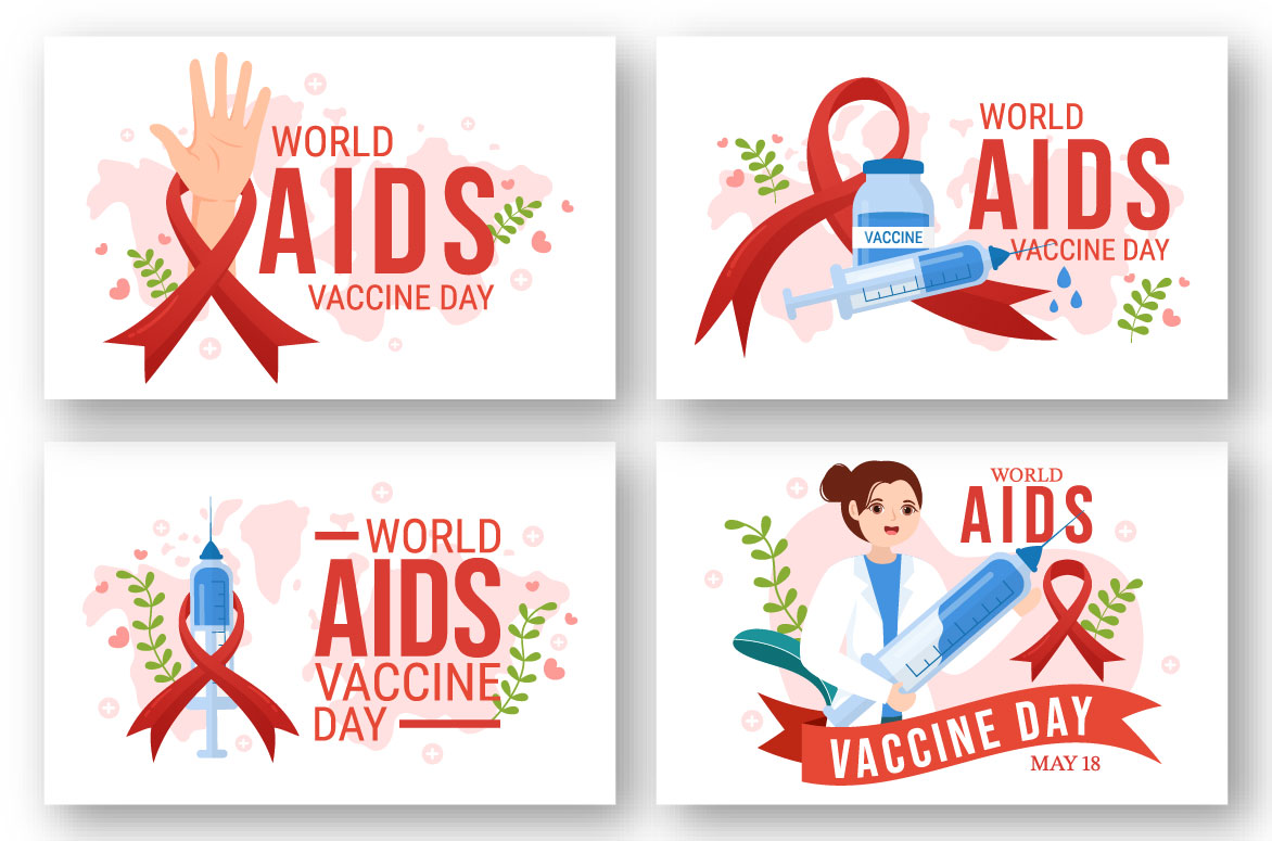 Set of four world aids day cards.