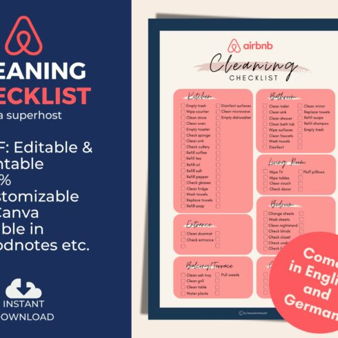 Airbnb Cleaning Checklist cover image.